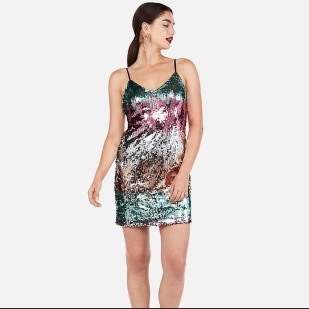 Express Sequin Multi-Color Dress - Picture 1 of 6